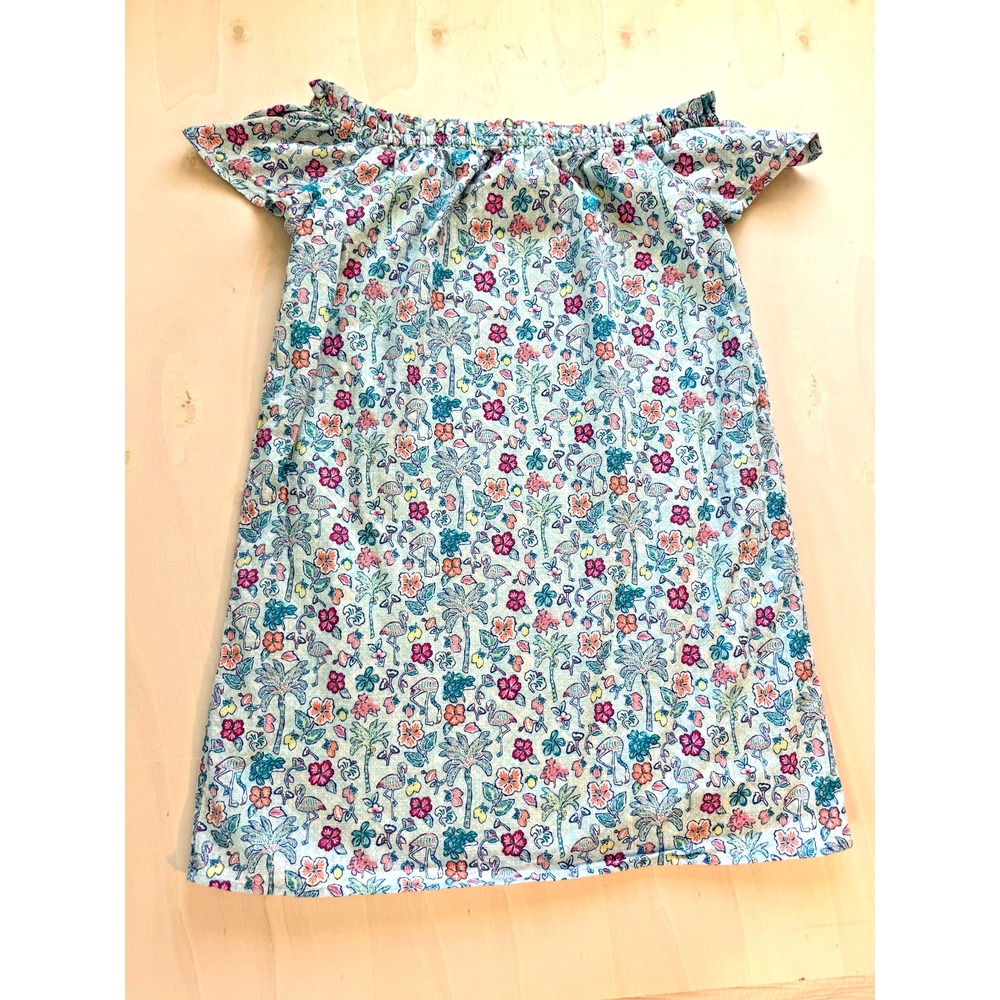 Vineyard Vines Women Dress Cotton S Mini Off Shoulder Flamingos Floral Preppy